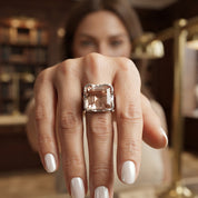 Champagne Quartz Emerald Cut Ring
