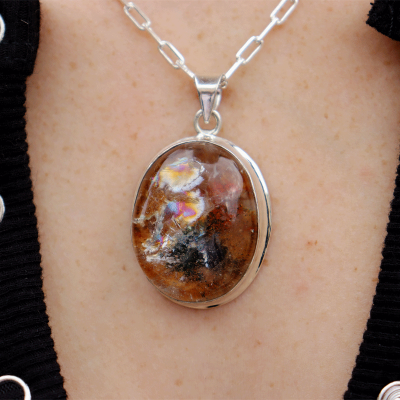 garden quartz sterling silver gemstone pendant