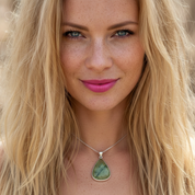 teardrop prehnite sterling silver gemstone pendant