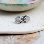 moonstone oval sterling silver gemstone stud earrings