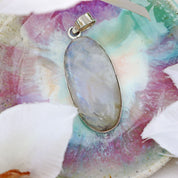 oval moonstone silver gemstone pendant