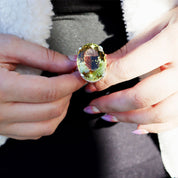 chunky lemon quartz oval silver gemstone ring