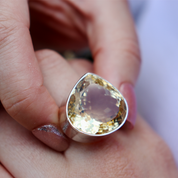 large citrine sterling silver gemstone ring