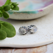 moonstone oval sterling silver gemstone stud earrings