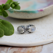 moonstone oval sterling silver gemstone stud earrings