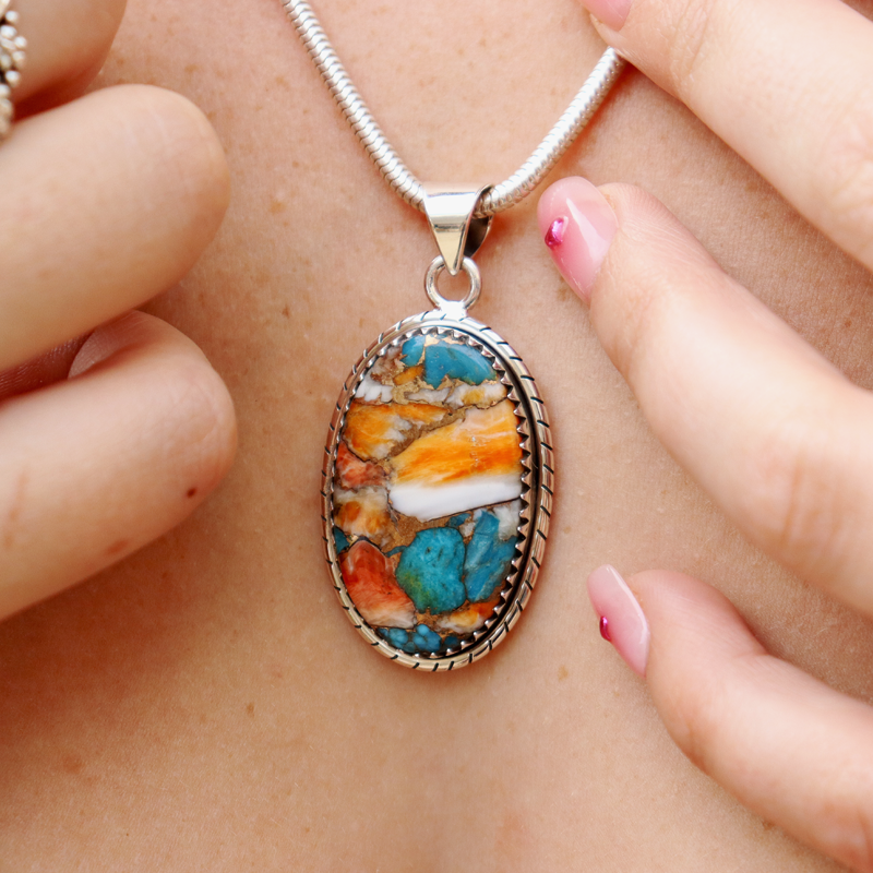 Ornate Oyster Turquoise Gemstone Pendant