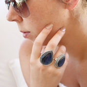 large sterling silver labradorite gemstone ring