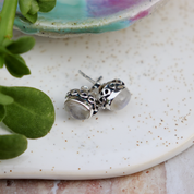 moonstone oval sterling silver gemstone stud earrings