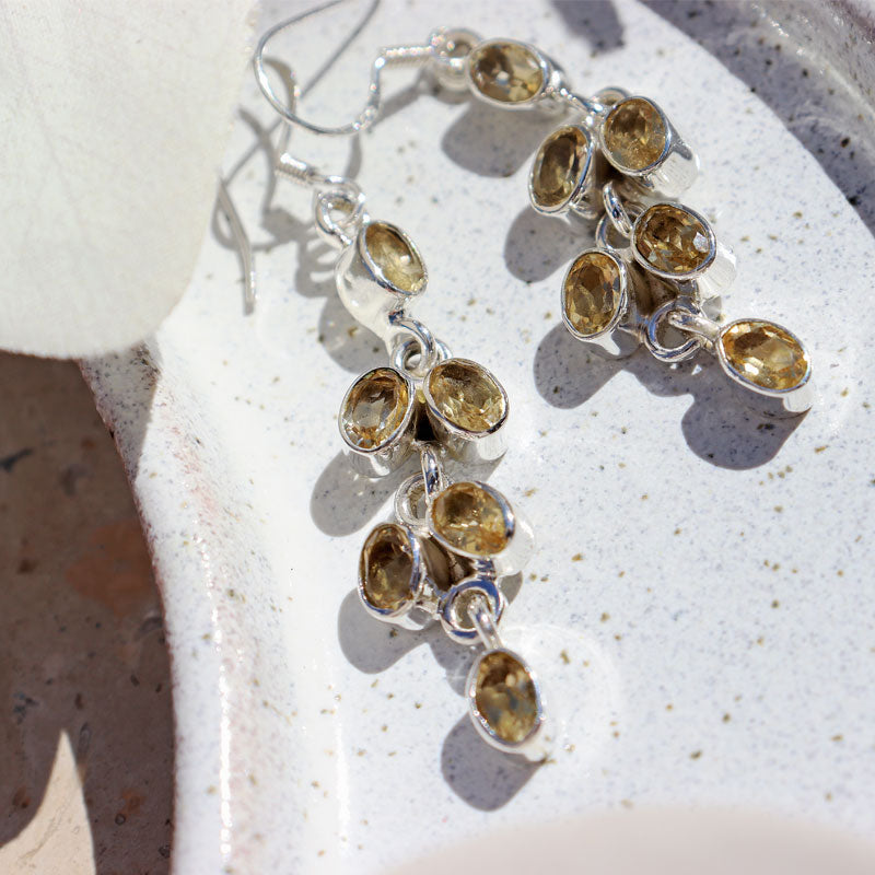 citrine silver gemstone earrings