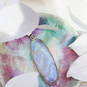 oval moonstone silver gemstone pendant