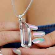 clear quartz sterling silver pendant