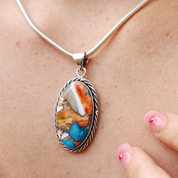 Ornate Oyster Turquoise Gemstone Pendant