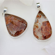 large teardrop garden quartz silver gemstone pendant