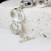 clear quartz silver oval gemstone bracelet