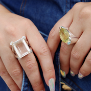 lemon quartz large statement sterling silver gemstone ring