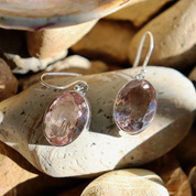 oval amethyst sterling silver gemstone earrings