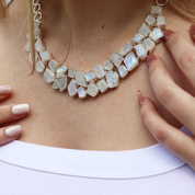 moonstone gemstone sterling silver chunky necklace