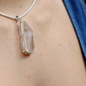 clear quartz sterling silver pendant