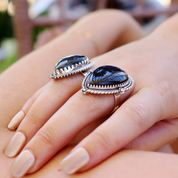 large sterling silver labradorite gemstone ring