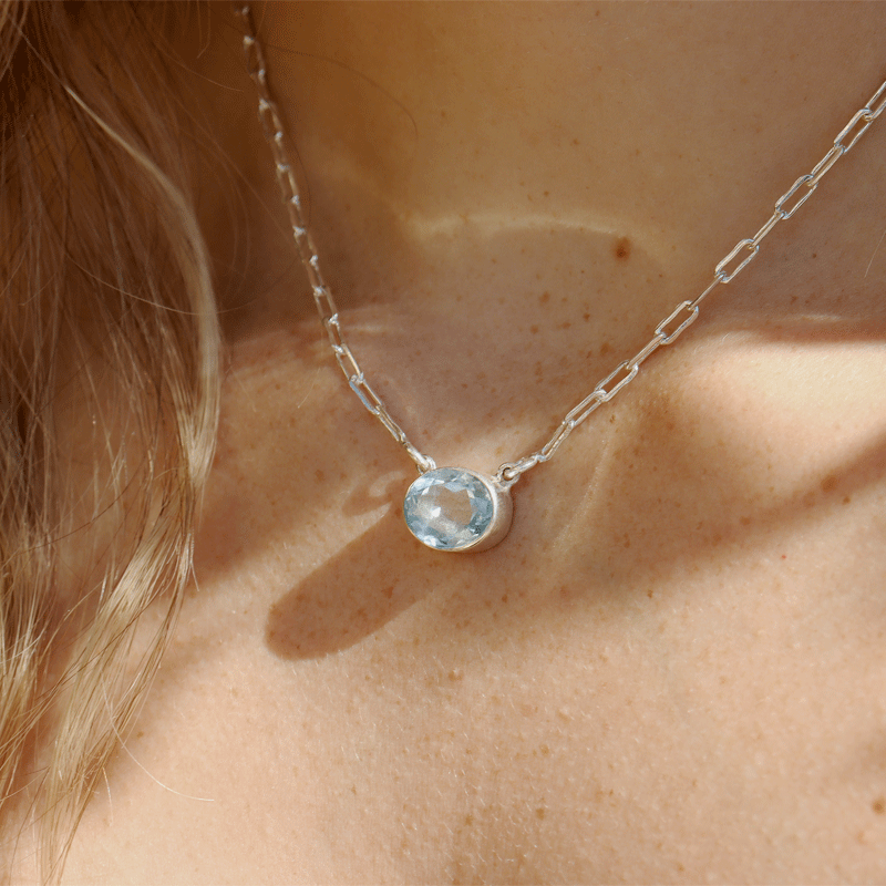 blue topaz handmade sterling silver gemstone necklace