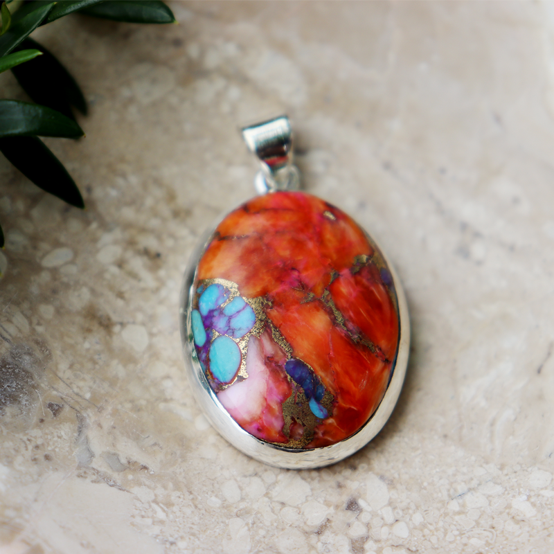 oyster turquoise sterling silver gemstone pendant