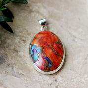 oyster turquoise sterling silver gemstone pendant