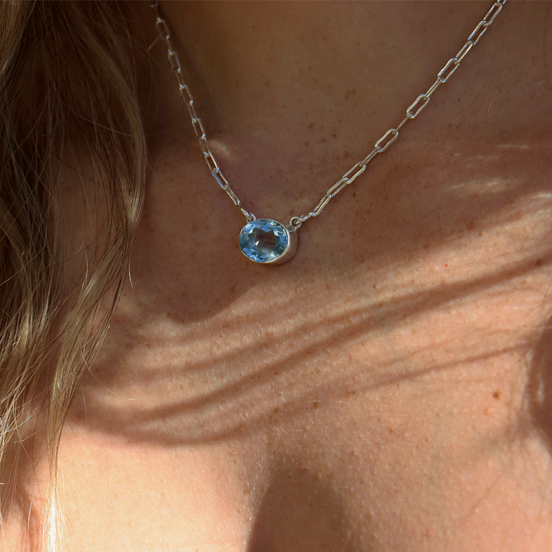 blue topaz handmade sterling silver gemstone necklace