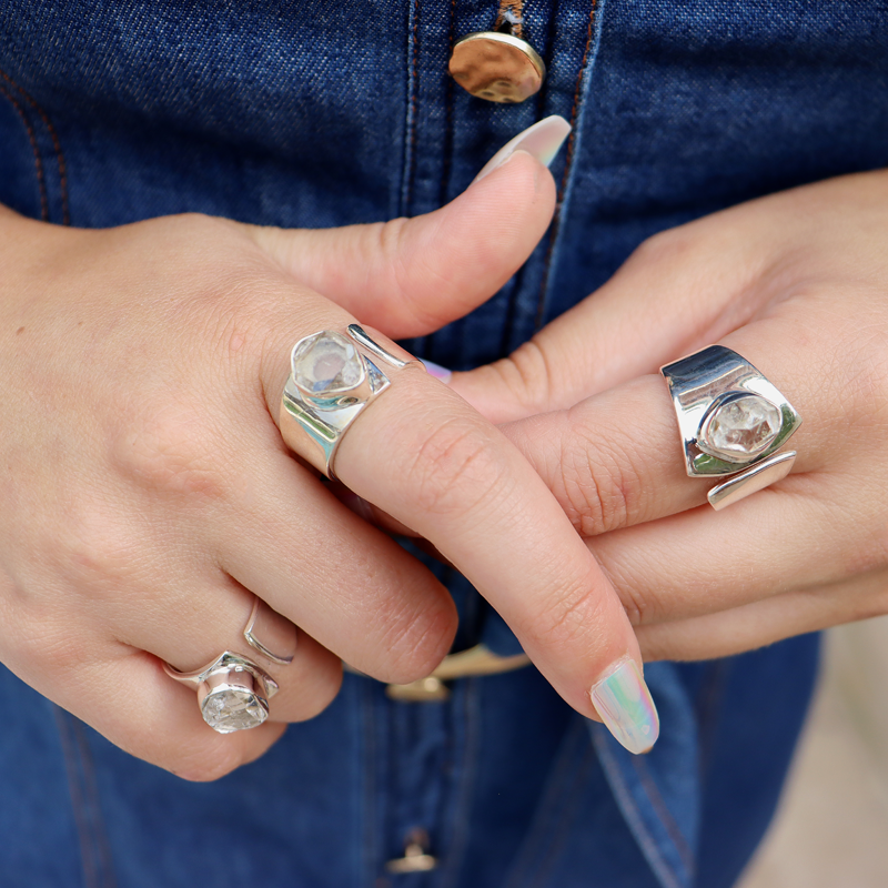herkimer diamond sterling silver gemstone ring