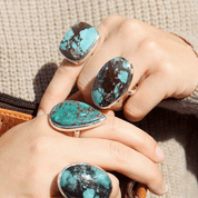 turquoise chunky gemstone silver ring