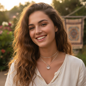 clear quartz crystal ball silver pendant