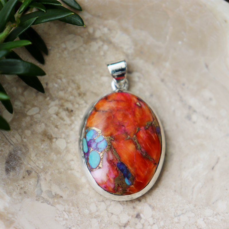 oyster turquoise sterling silver gemstone pendant