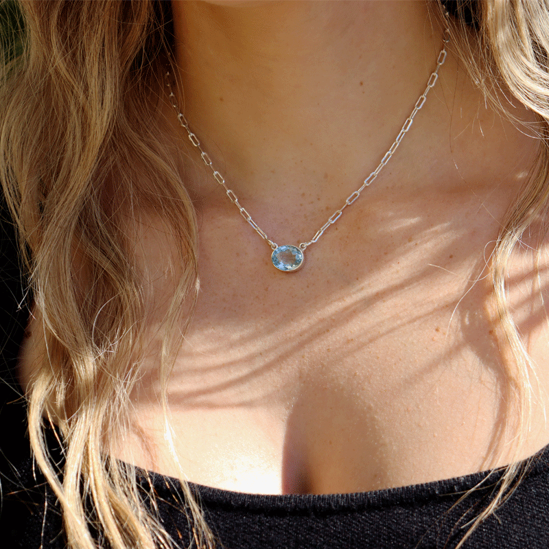 blue topaz handmade sterling silver gemstone necklace