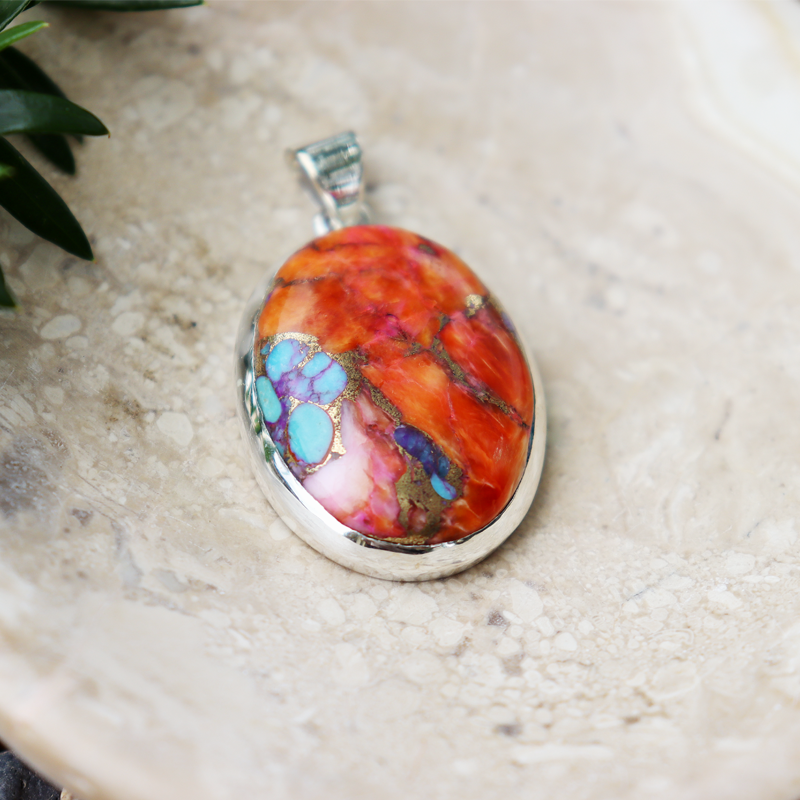 oyster turquoise sterling silver gemstone pendant