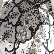 clear quartz triple drop sterling silver earrings
