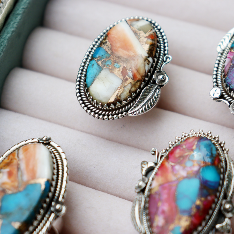 oyster turquoise sterling silver gemtone ring