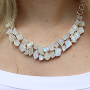 moonstone gemstone sterling silver chunky necklace