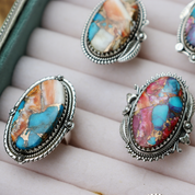 oyster turquoise sterling silver gemstone ring