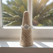 round clear quartz sterling silver gemstone ring