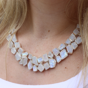 moonstone gemstone sterling silver chunky necklace