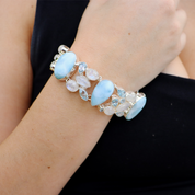 larimar blue topaz moonstone sterling silver gemstone bracelet