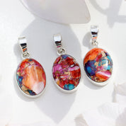 pink dahlia turquoise silver gemstone pendant