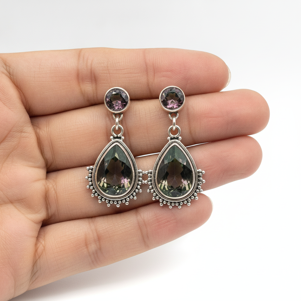 mystic topaz sterling silver gemstone earrings