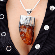 big amber pendant sterling silver setting