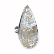 rutilated quartz silver gemstone ring