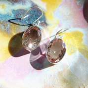 oval amethyst sterling silver gemstone earrings