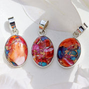pink dahlia turquoise silver gemstone pendant