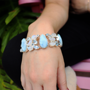 larimar blue topaz moonstone sterling silver gemstone bracelet