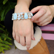 larimar blue topaz moonstone sterling silver gemstone bracelet