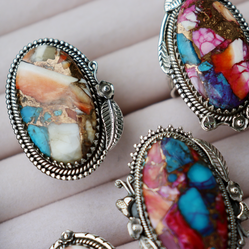 oyster turquoise sterling silver gemtone ring