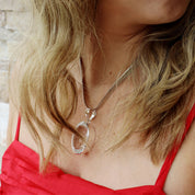 large oval clear quartz sterling silver pendant